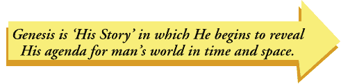 Genesis is 'His story' in which He begins to reveal His agenda for man's world in time and space.