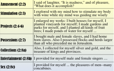 Ecclesiastes 2:1-11 Chart