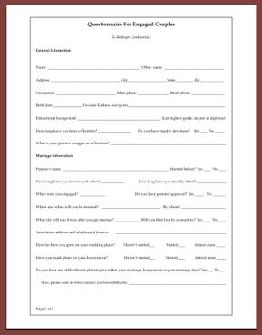 Questionnaire for Engaged Couples