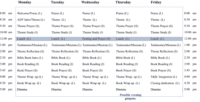 ADT one week schedule