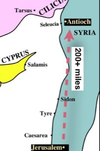 Map of Jerusalem to Antioch