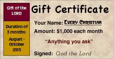 God's gift certificate: prayer!
