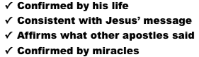 Testimony of Paul is confirmed in 4 ways.