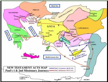 New Testament Map Paul's Journey and Ephesus