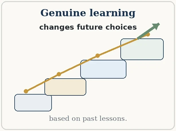Genuine learning changes future choices by applying lessons from the past
