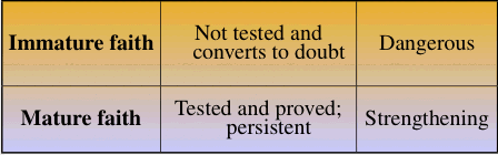 Differences between immature faith and mature faith - diagram.