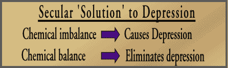 Secular quasi solution to depression finds the problem and supposed solution in drugs.