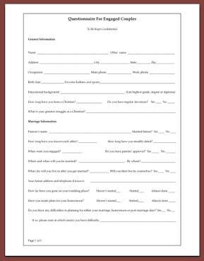 Couples pre for marriage questionnaire 25 Premarital