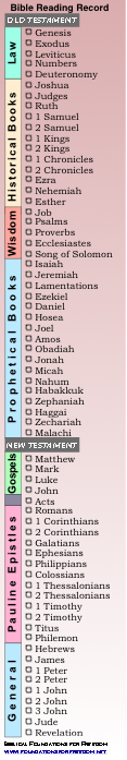 Bible Reading Record Chart