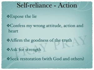 action steps to eliminate self-reliance