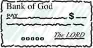 Bank check drawn on God