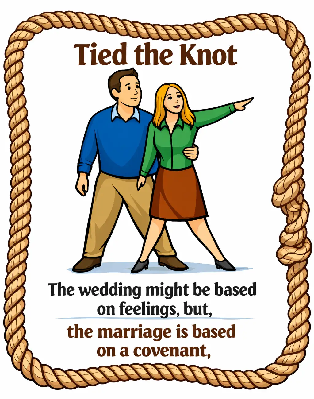The wedding might be based on feelings, but the marriage is based on a covenant.